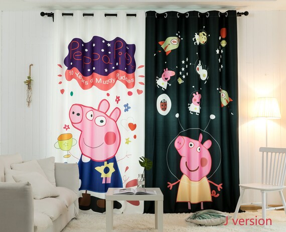 Peppa Pig Curtains Cartoon Children Patrol Custom Window Etsy