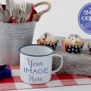 Mockup Mug Photo, Blank Coffee Cup Mockup, Patriotic Picnic, Silverware Bucket, Summer Mockup, Outdoor Mockup, Cupcakes, Instant Download