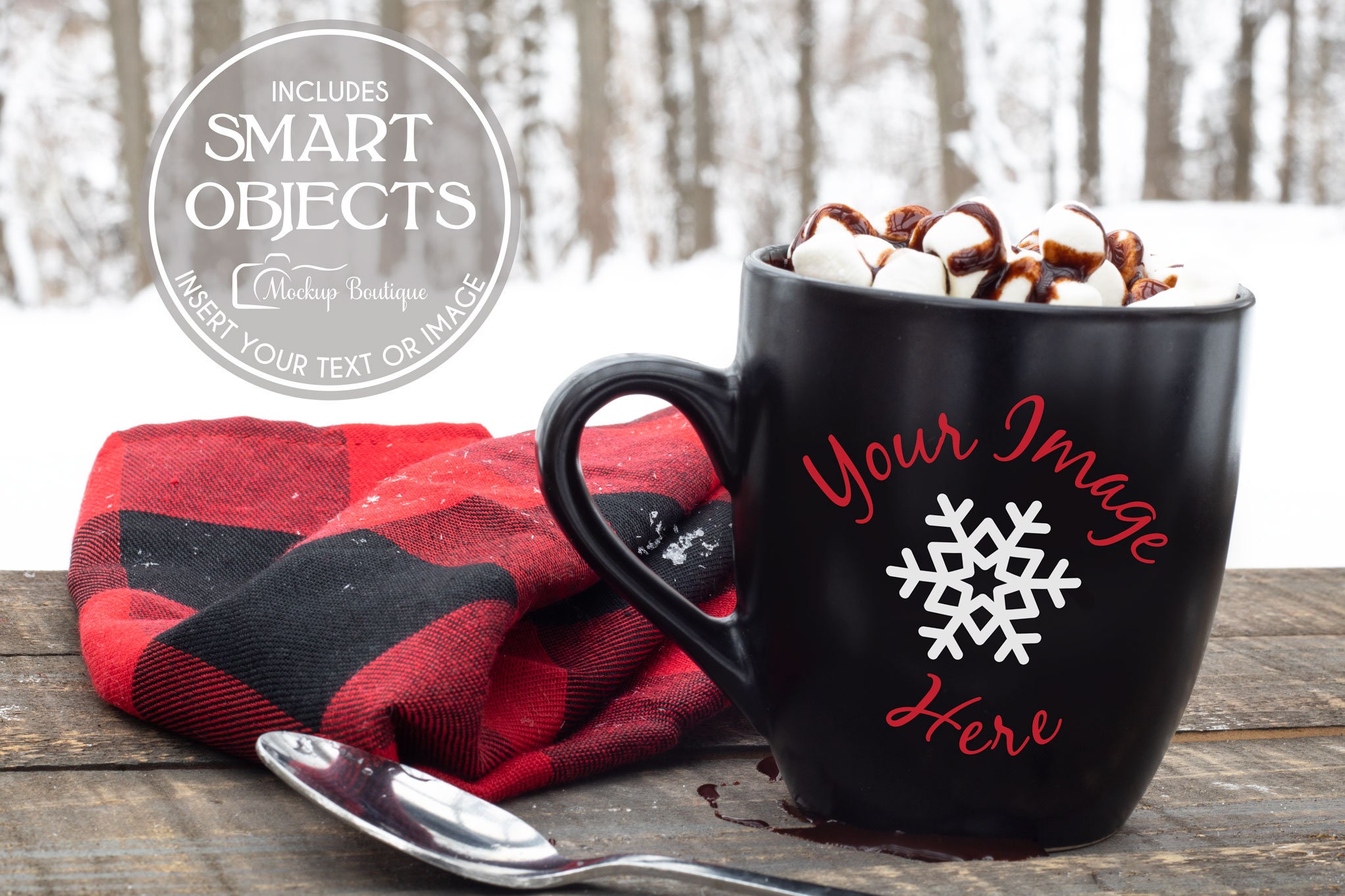 Farmhouse Styled Mug, Mug Mockup Photo With Snow Background, Winter Mug