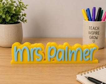 Letrero personalizado impreso en 3D para escritorio de profesor / Placa con nombre personalizada / Regalo para profesores / Decoración para escritorio de aula