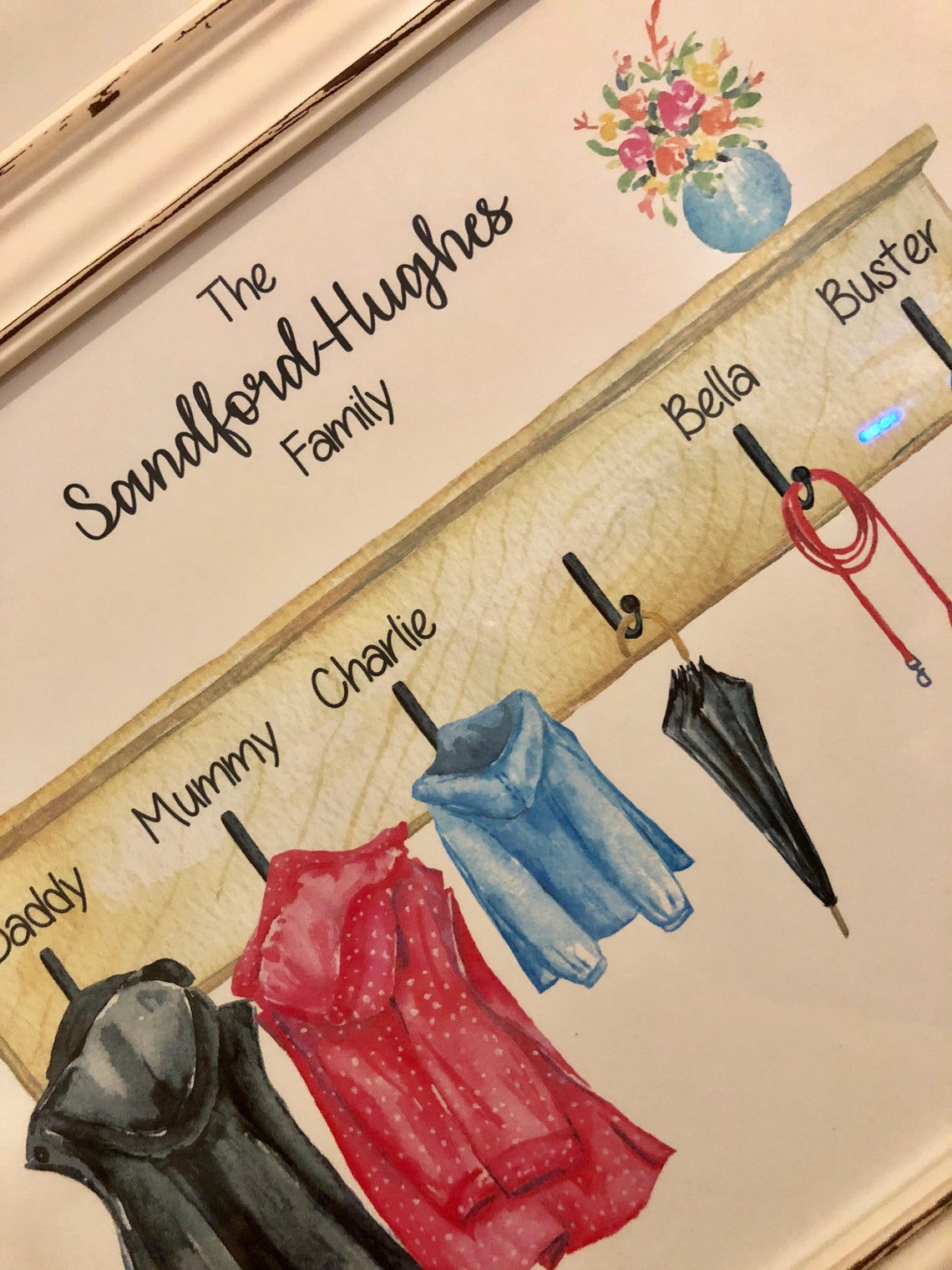 Personalised Coat Rack, Coat Print, Family Print, Home Decor / Wall Art
