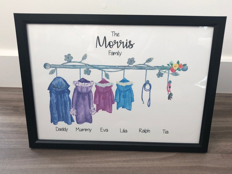 Personalised Coat Rack, Coat Print, Family Print, Home Decor / Wall Art