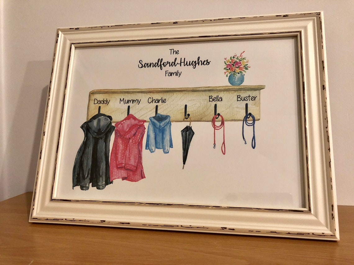 Personalised Coat Rack, Coat Print, Family Print, Home Decor / Wall Art