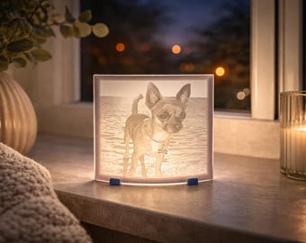 Litografía fotográfica personalizada impresa en 3D con soporte y luz.