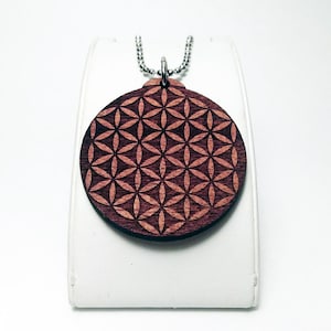 Flower Of Life Wood Pendant Charm Seed Of Life Tree Of Life Sacred Geometry Geometric Free Chain Art