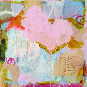 Abstrakte Malerei Pink Acrylbild Original Malerei Abstrakt auf Leinwand 30x30cm #6 bei NataRoutine Art