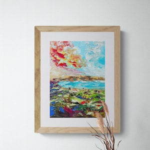 Oil Painting Sea Landscape Original Hand Painted 13 x 18 cm (5 by 7&quot;) Wall Art Miniature Living Room Wall Decor Home Decor by NataRoutine Art