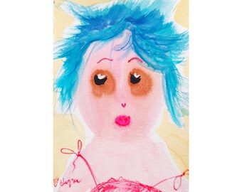 Sonntag Mood Original Malerei Abstrakt DIN A5 21x15cm Aquarell Gemälde Pink Kunst Wand Home Dekor bei NataRoutine Art