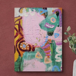 Pink Painting Acrylic Painting Original Painting Abstract on Canvas 30 x 40 cm #62 at NataRoutine Art