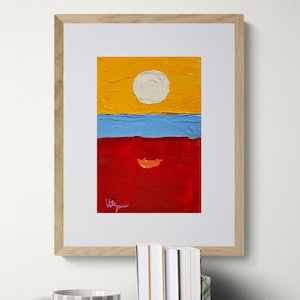 Milk Sun Dream Painting Original 10 x 15 cm Peinture acrylique Paysage chez NataRoutine Art #3