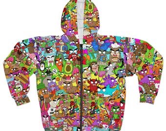 Zombie Unisex Zip Hoodie (AOP)
