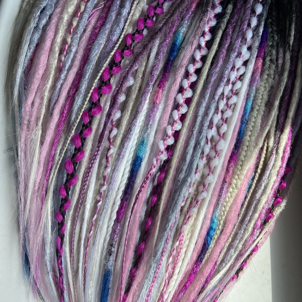 Hippie-Dreads, Mix aus kompletten Dreadlocks, Burning Man-Accessoires, Rainbow de Dreads, Haarschmuck, Dreads-Verlängerung, Häkel-Dreads