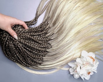 Braids extensions dark brown with blonde, ombre, Hair extensions, Double Ended braids, Hair accessories, Blonde braids, Loose End dreadlock