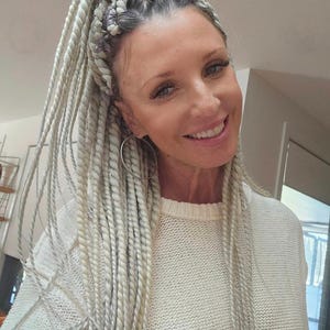 Box braids extension, Gray braids, Senegal twist, Spiral braids, Twisted DE braids, Large volume, Hair extensions, Ombre hair, 26 inches