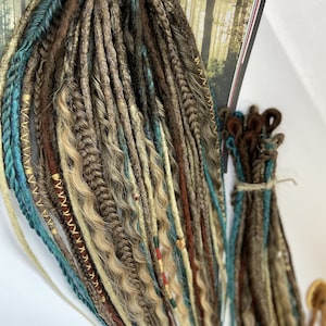 Norwegian Bohemian set of dreads, Hair accessories, Dreads extensions, Crochet dreads, DE dreads, SE dreads, Dirty blond hair, green dreads