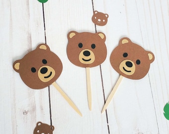 Bear cupcake toppers, Bear birthday party, teddy bear cupcake toppers, bear party decor, teddy bear party, baby shower, first birthday party