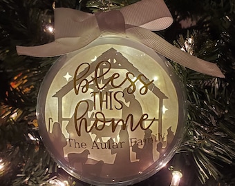Personalized Nativity Lighted Ornament, Personalized Christmas Ornament, Custom Christmas Bauble, Christmas Tree Ornament, Christmas Ball