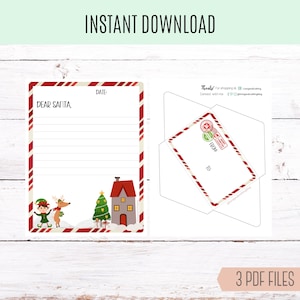 Lettera stampabile a Babbo Natale con scena invernale festosa - Download digitale, Lettera a Babbo Natale, Lettera caro Babbo Natale stampabile, Lettera di Babbo Natale