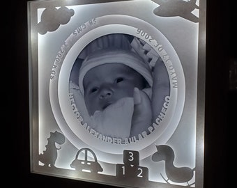 Personalized Nursery Decor, Baby Boy Shadow Box, Baby Boy Nursery Sign,  Personalized Photo Room Decor, Baby Night Light