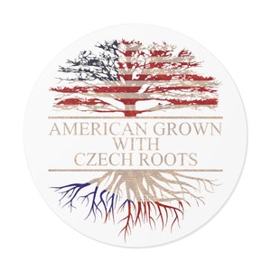 American Grown with Czech Roots Sticker Round Waterproof, Czech Sticker for Car or Window