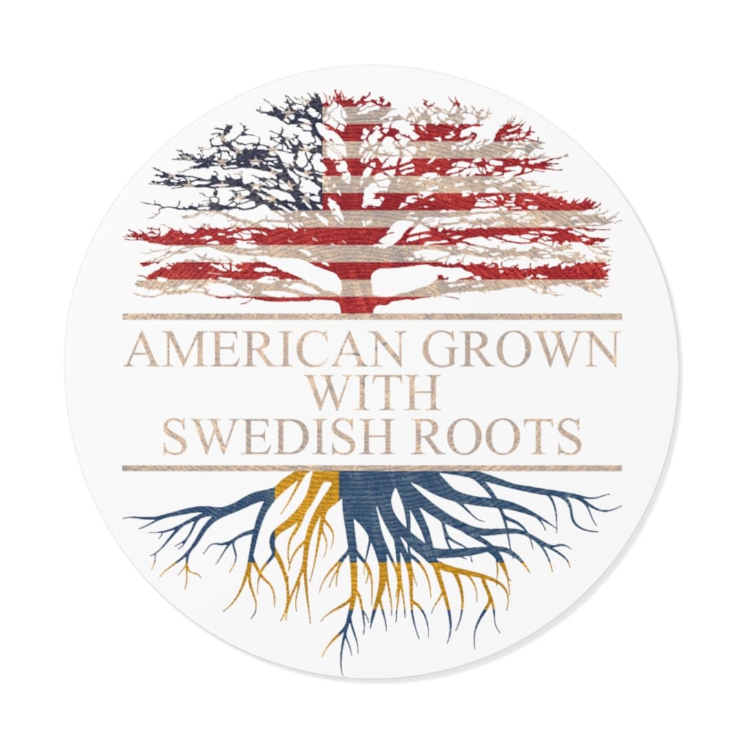 American Grown With Swedish Roots Stickers | Round Vinyl Heritage Decal ...