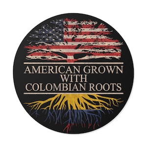 American Grown with Colombian Roots Sticker Round Waterproof, Colombian Sticker for Car or Window