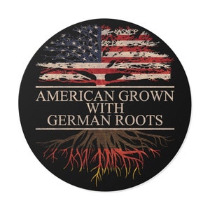 American Grown with German Roots Adesivo rotondo impermeabile, adesivo tedesco per auto o finestra