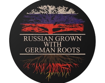 Russian Grown with German Roots Sticker Round Waterproof, German Sticker for Car or Window