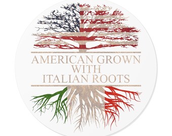 Americano coltivato con radici italiane adesivo rotondo impermeabile, adesivo italiano per auto o finestra