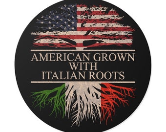 American Grown with Italian Roots Sticker Round Waterproof, Italian Sticker for Car or Window