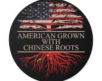 American Grown with Chinese Roots Sticker Round Waterproof, Chinese Sticker for Car or Window