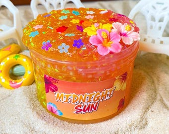 Slime sol de medianoche / Slime de 7 oz / Slime bingsu crujiente / Slime transparente / Slime brillante con destellos