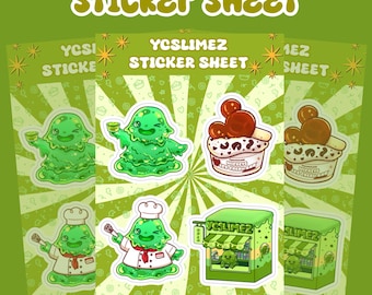 Slime sticker sheet | ycslimez sticker sheet | 4 different slime stickers