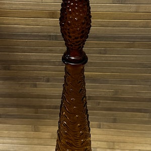Vintage Empoli Amber Glass Decanter - Genie / Medicine Bottle - with stopper - 22”