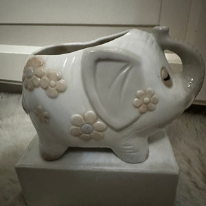 vintage Bristolia Japan - porcelain ceramic elephant figurine pot