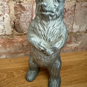 vintage metal bear money box - cast art