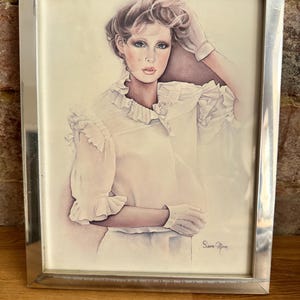 Sara Moon vintage small framed  picture / printe