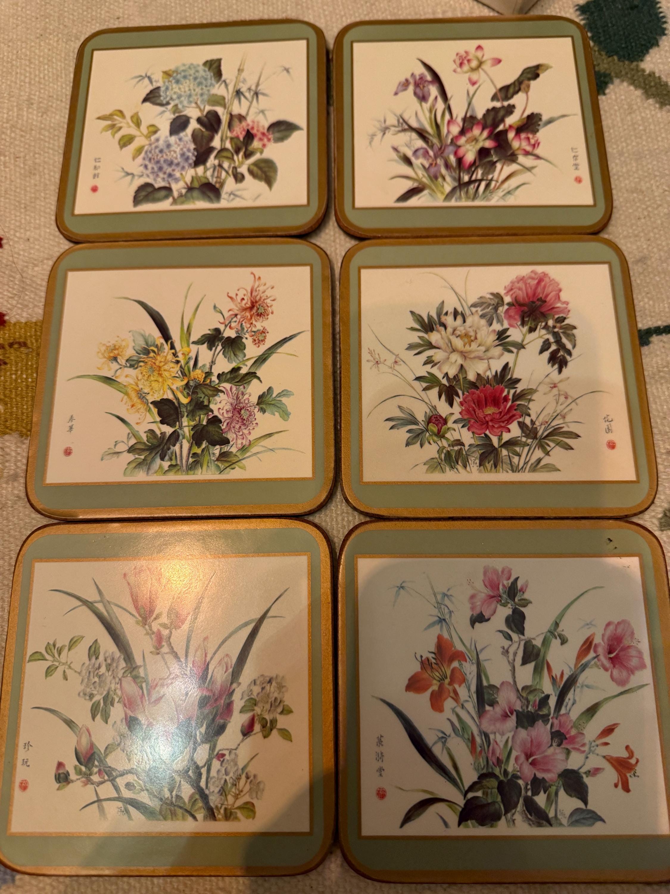 Vintage Pimpernel Set of Six Coasters - Oriental Flower Design - Etsy