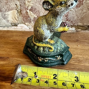 vintage cast iron mouse doorstop - cottage style home decor