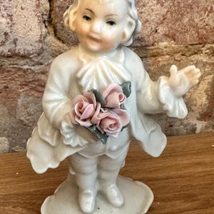 Vintage antique figure Karl Ens Dresden Volkstedt Young Victorian Man with roses German Figurine