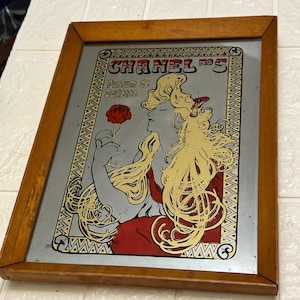Chanel No 5 - Vintage Mirror - Wall Display Art Nouveau Parfum