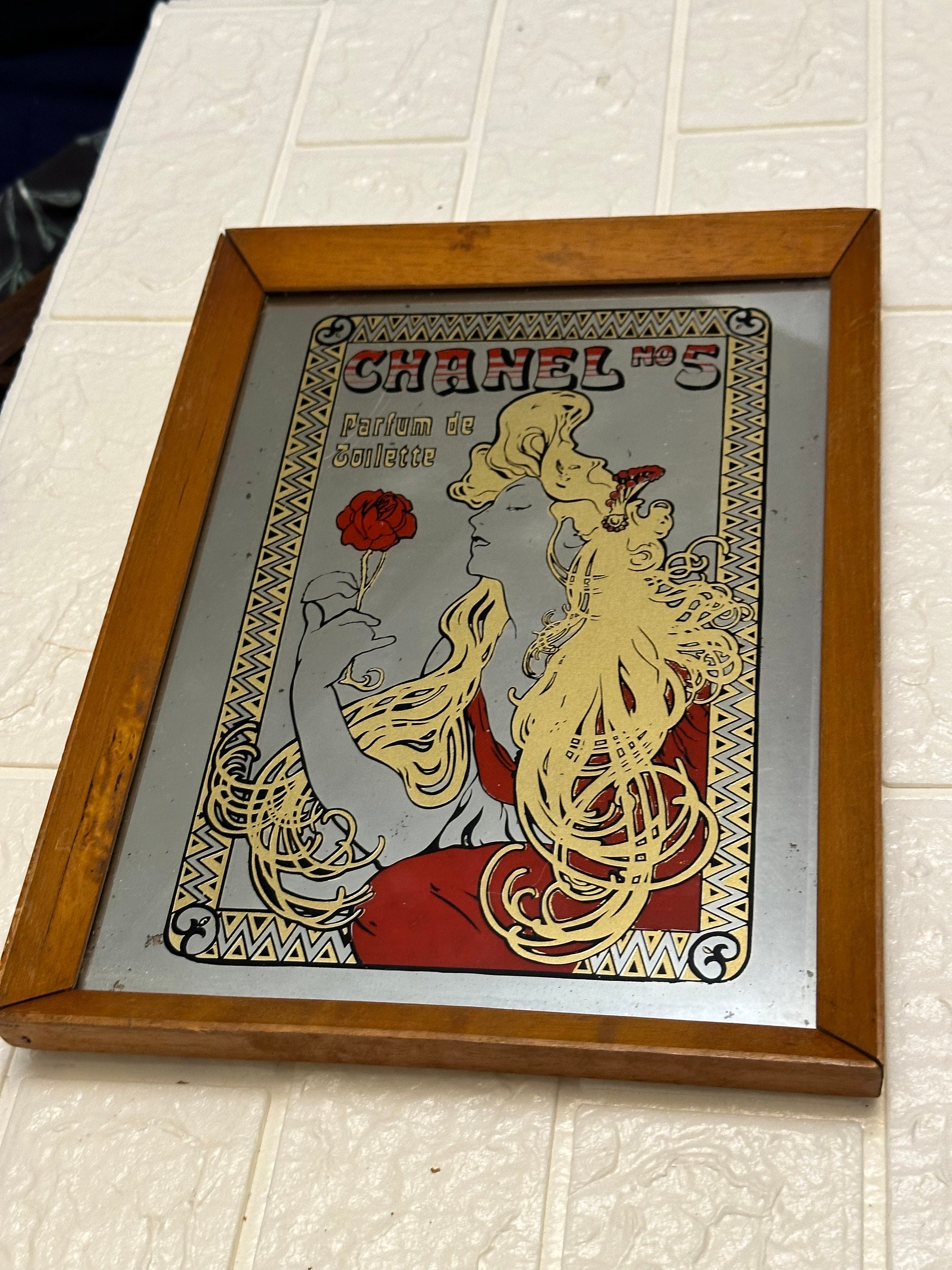 Chanel No 5 - Vintage Mirror - Wall Display Art Nouveau Parfum