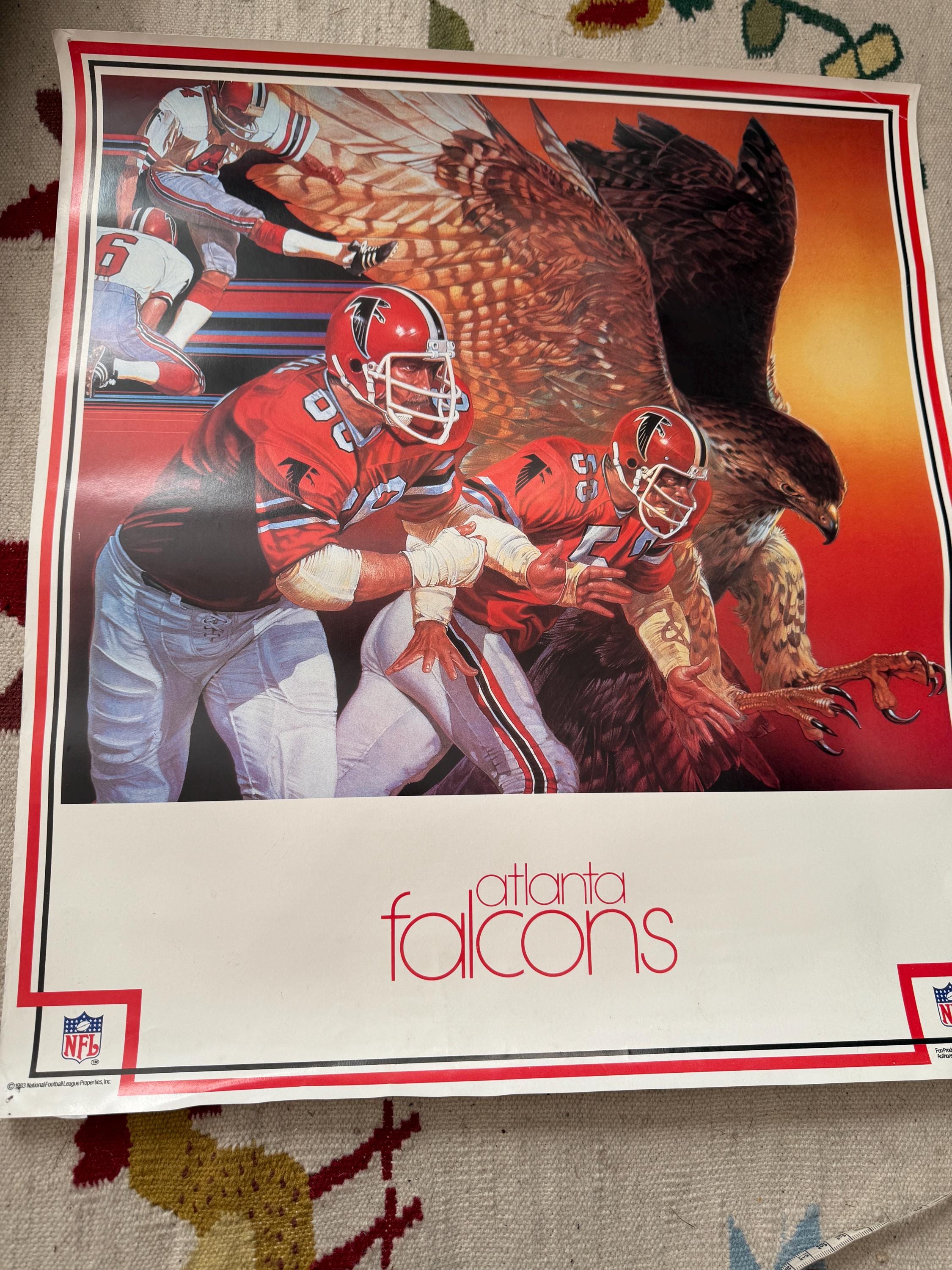 Atlanta Falcons Vintage 1983 NFL Art Poster 21.5 Inches X 19.2