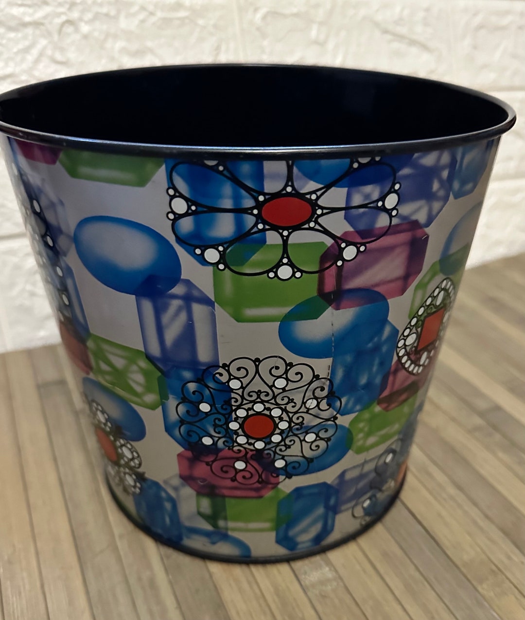 Vintage 1960s/70s Vibrant Worcester Wate Metal Tin Bin - Funky Retro ...