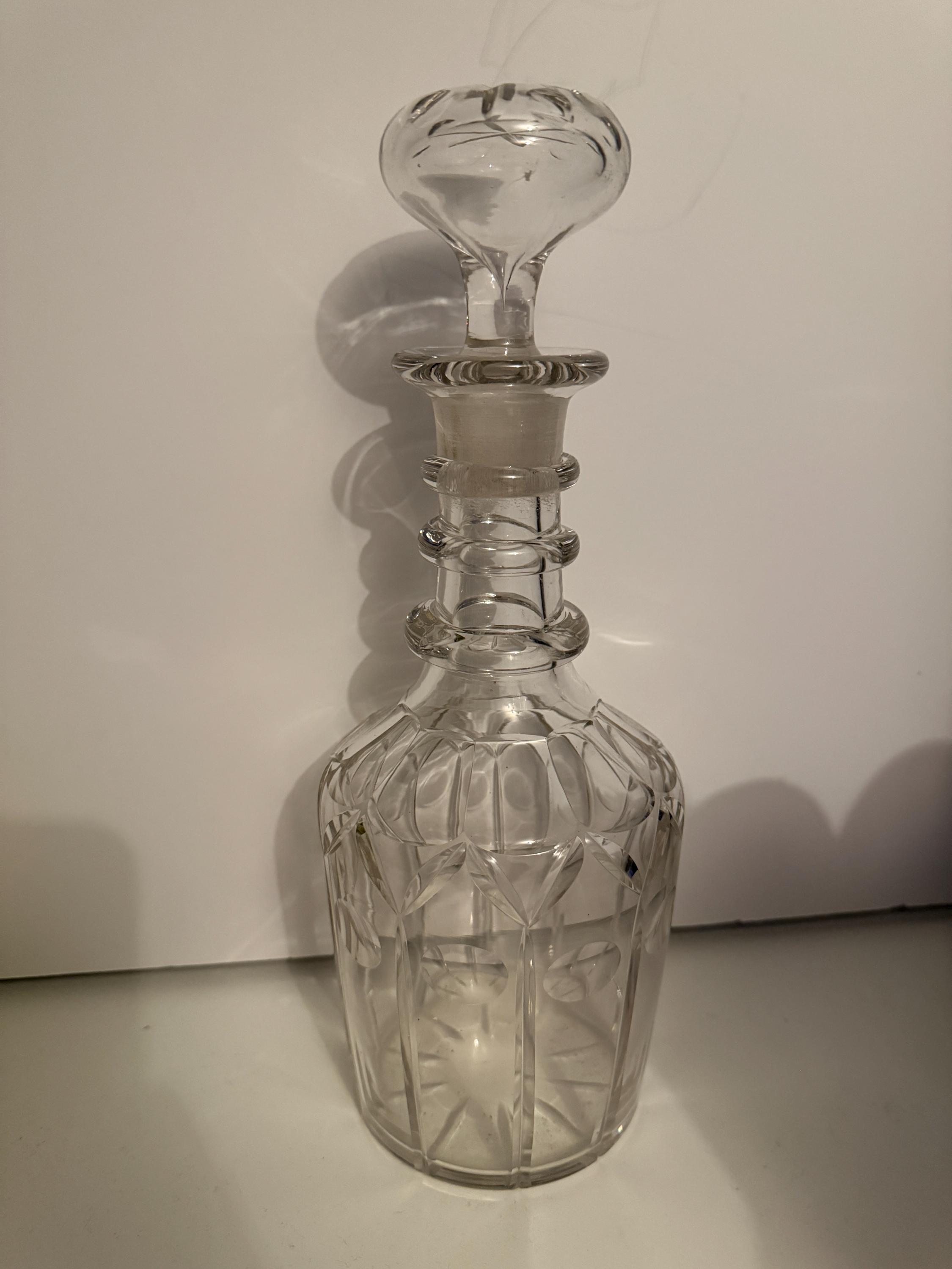 vintage glass decanter and stopper - beautifully created