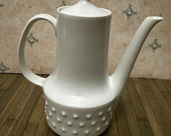 Vintage Retsch Arzberg - Wunsiedel Bavaria - Mid Century Modern Teapot  Dots -  White Danish Inspired Look Porcelain Coffee Pot