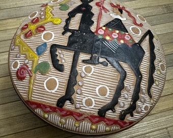 Cuenco italiano de cerámica decorativa sarda, posiblemente de Paolo Loddo, década de 1960