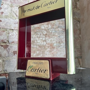 Cartier vintage display stand / store promotional stand with mirror - les must de Cartier / perfumes Paris