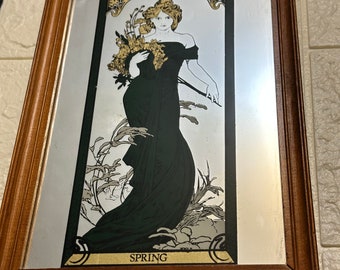 Alphonse Mucha - Vintage mirror “spring” - seasons - wall display  art nouveau