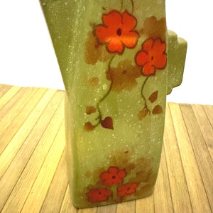 Unusual vintage art deco British Ware jug - Green floral